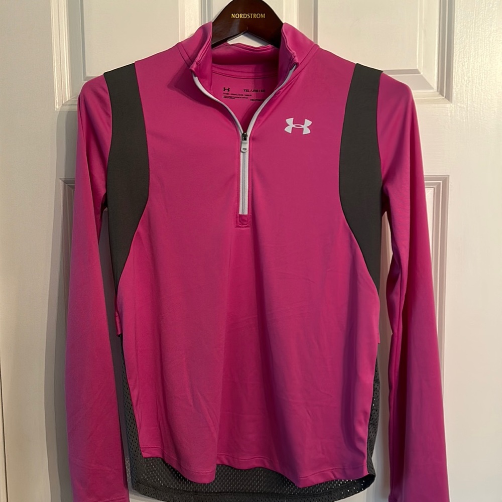Under Armour Heat Gear Girls Half Zip Pullover raspberry (A)